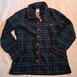 Vineyard Vines women's size Small flannel pajama top only, blue & green NWT